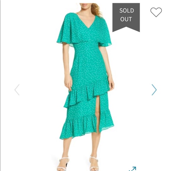 BB Dakota Green Polka Dot Midi Ruffle Dress - Picture 8 of 8